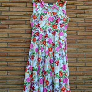 Love & Roses fit & flare floral pin up dress with criss-cross neck